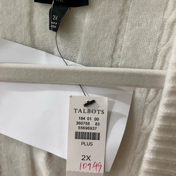 Talbots Cream Cable Knit Cardigan Sweater - Picture 2 of 3